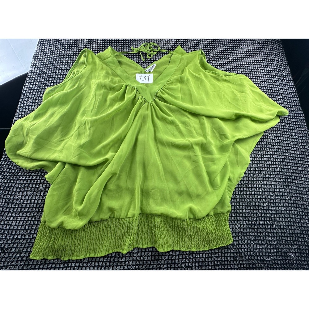Erica Brooke Cold Shoulder Blouse Womens Super Plus 36 Lime Green Boho